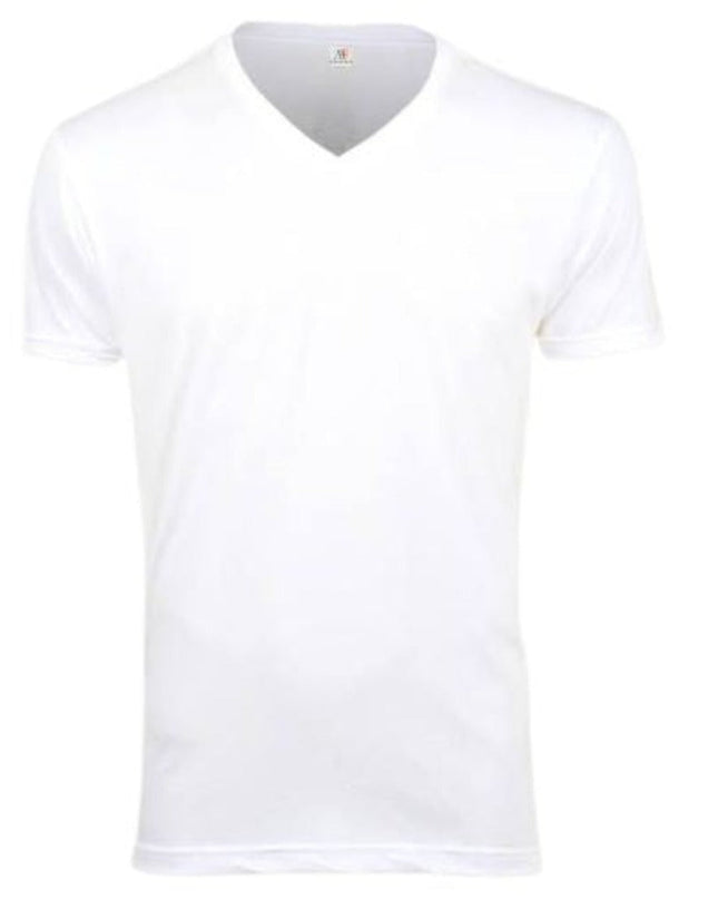 1003-ADULTS-V-NECK-TEE -WHITE - AF APPARELS(USA)